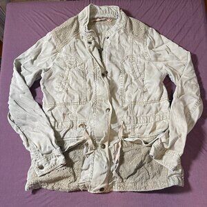 Max Jeans Light Green Utility Jacket Eyelet Drawstring Waist - Size Small *FLAW